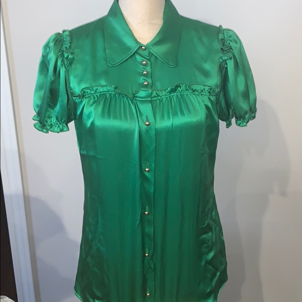 Dolce & Gabbana Green Satin Blouse - Picture 3 of 9